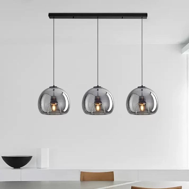 Wagner - Smoke Glass Hanging lamps Vintage Industrial Black