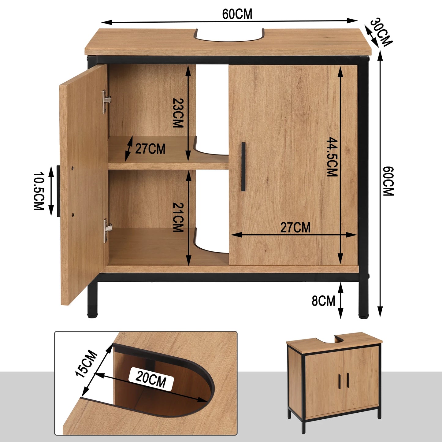 Bathroom Cabinet 60x60x30cm