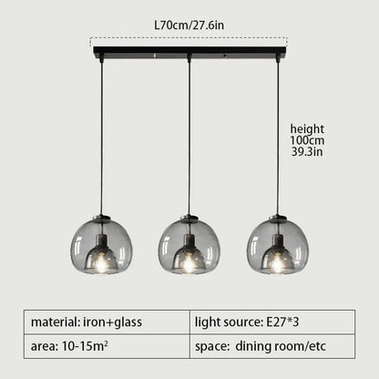 Wagner - Smoke Glass Hanging lamps Vintage Industrial Black