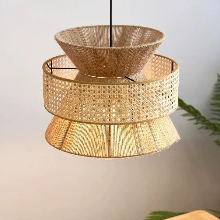 Wagner - Henneptouw Hanglamp Rotan Grid Handwoven 3-Shaft