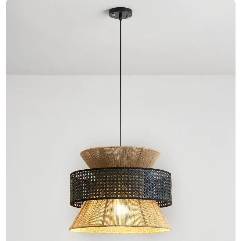 Wagner - Henneptouw Hanglamp Rotan Grid Handwoven 3-Shaft