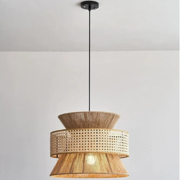 Wagner - Henneptouw Hanglamp Rotan Grid Handwoven 3-Shaft