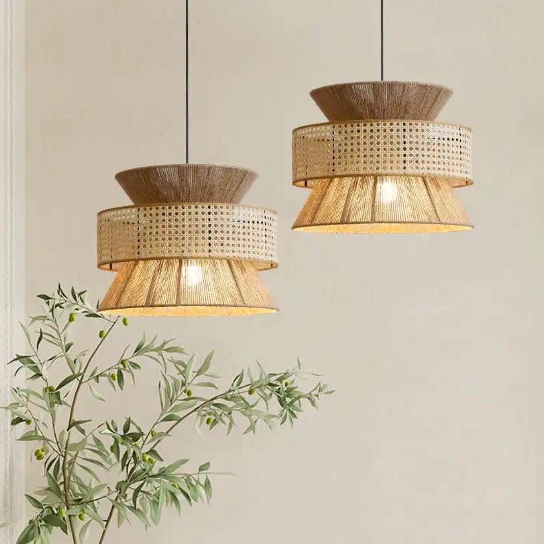 Wagner - Henneptouw Hanglamp Rotan Grid Handwoven 3-Shaft