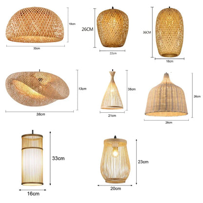 3 pieces rattan wicker hanging lamp bamboo