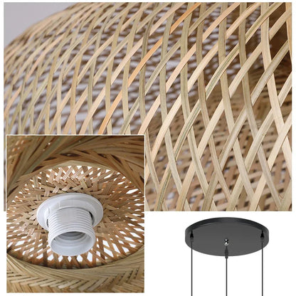 3 pieces rattan wicker hanging lamp bamboo