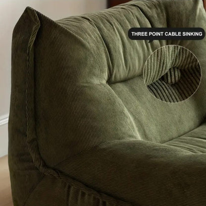 Luxurious Olive Green Corduroy Lounge Chair