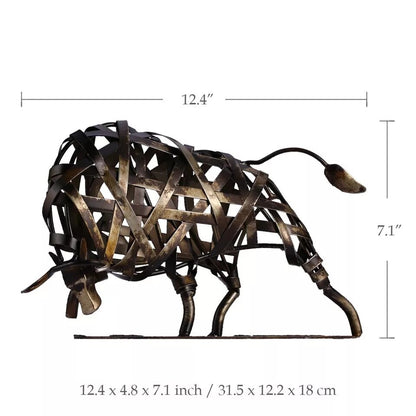 Robuste, aus Eisen gefertigte, geflochtene Rinder-Metallskulptur, Heim- und Bürodekoration